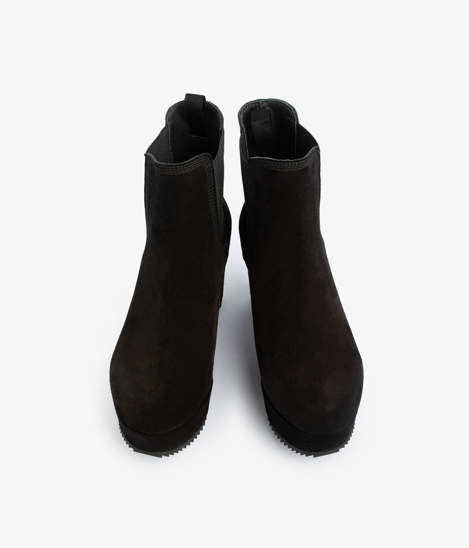 Pedro garcía black suede platform slip on ankle boot