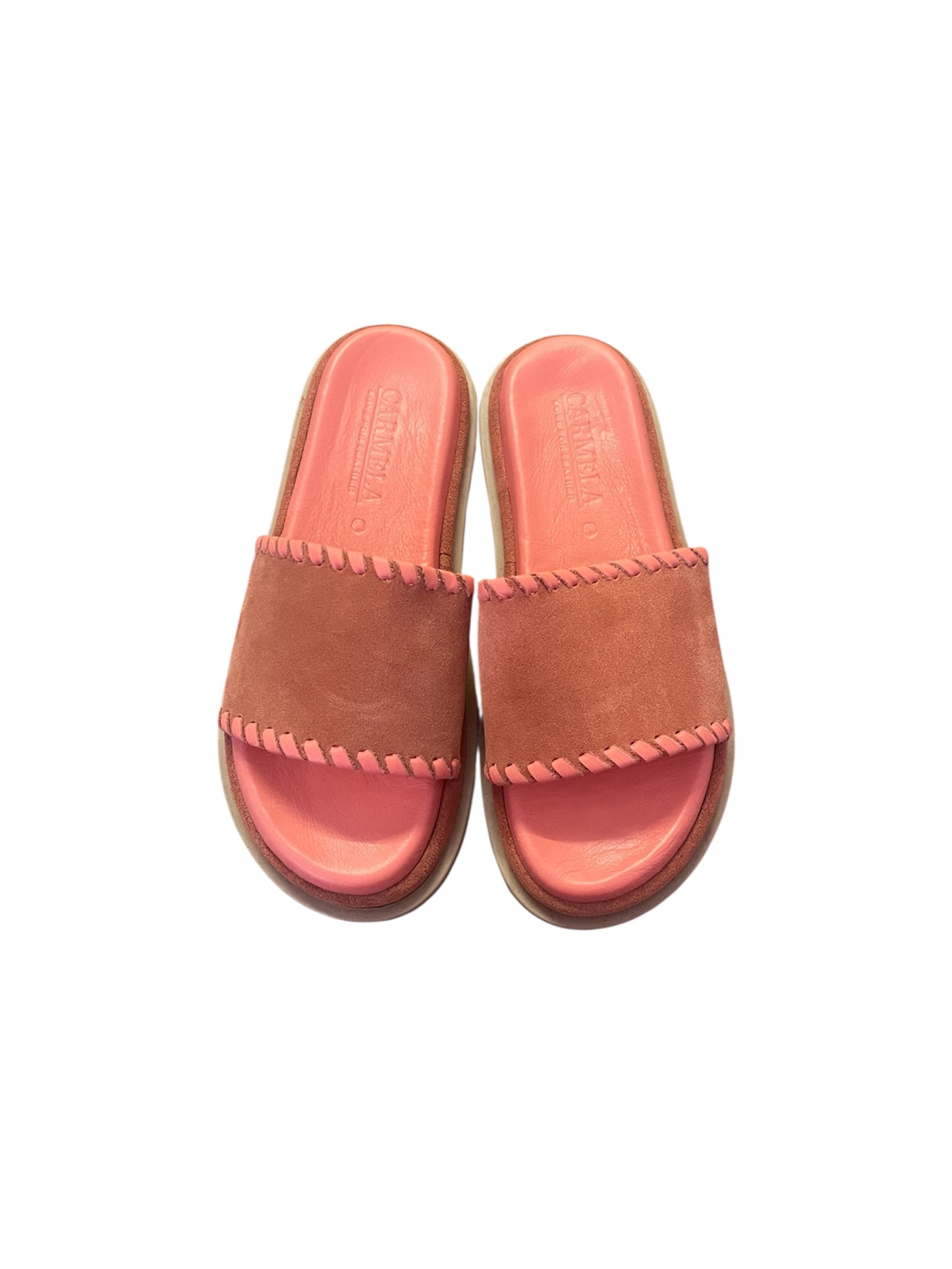 Carmela coral suede and leather mule sandals