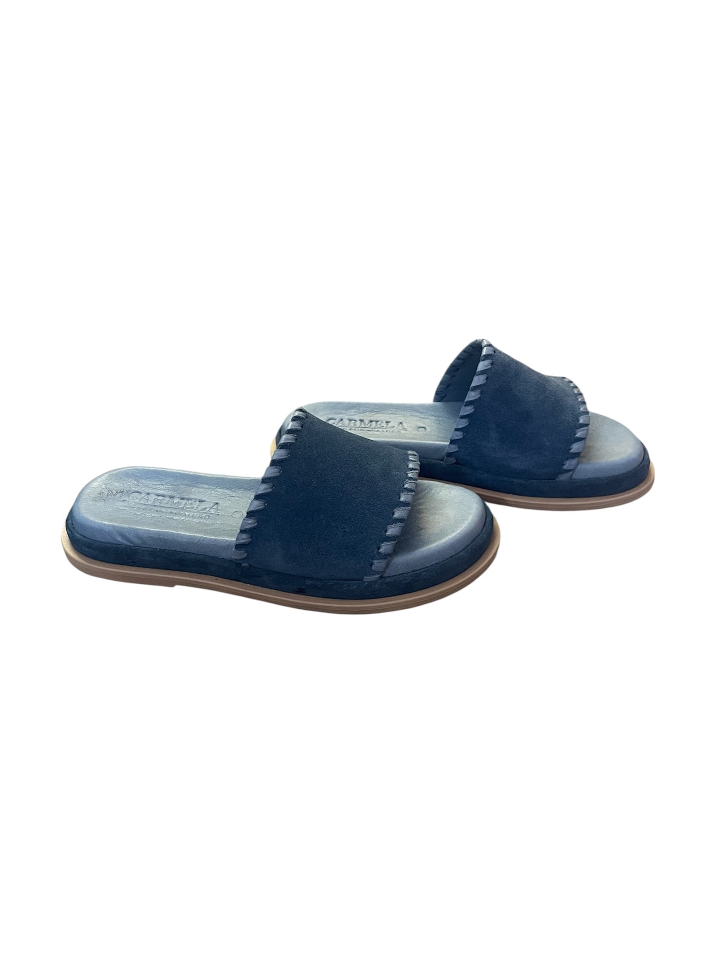 Carmela navy suede leather flat mules