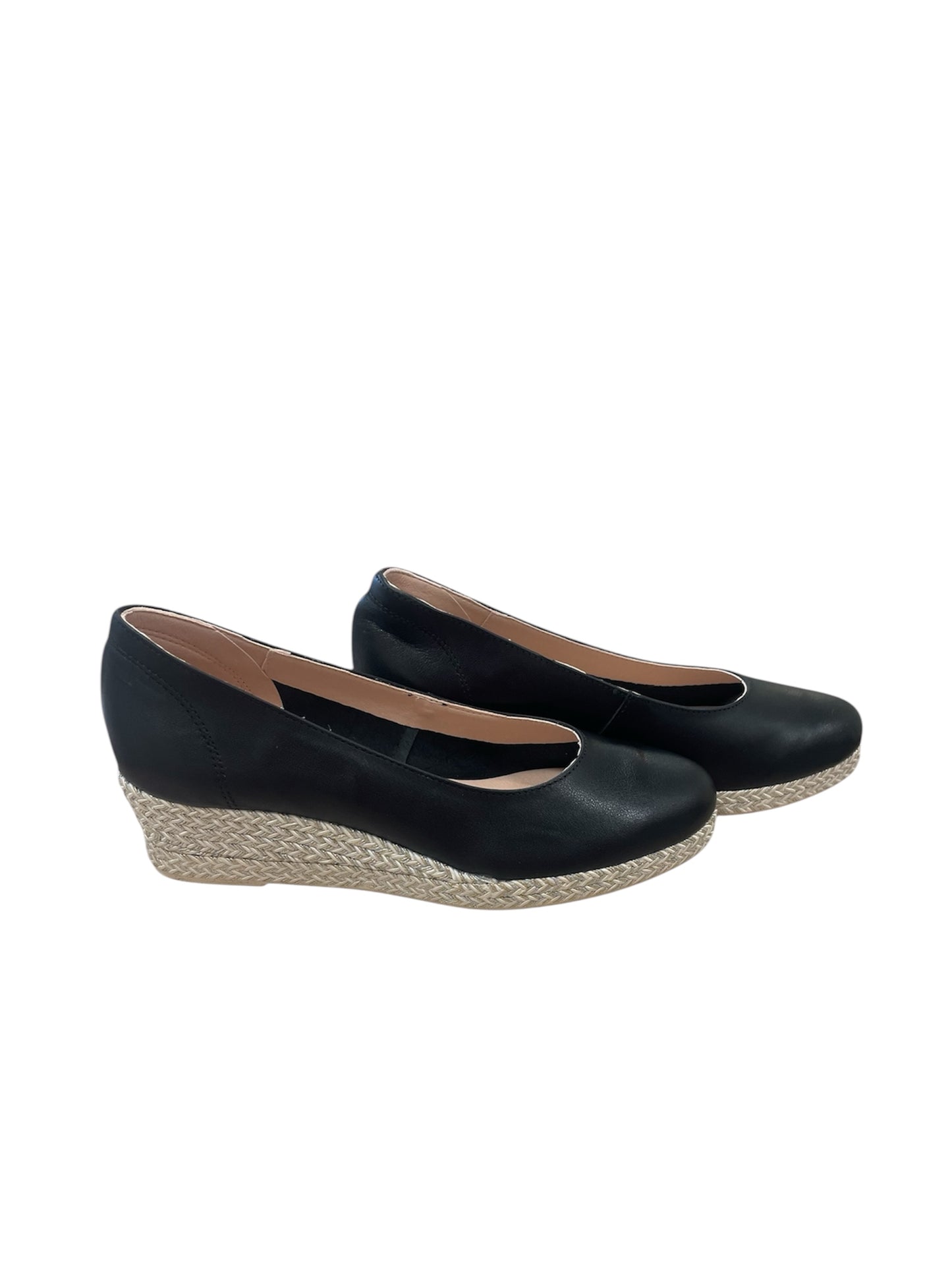 Jose Saenz black leather wedges