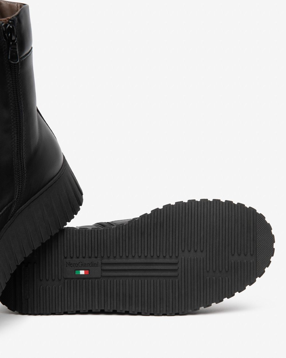 NeroGiardini black leather wedge ankle boots