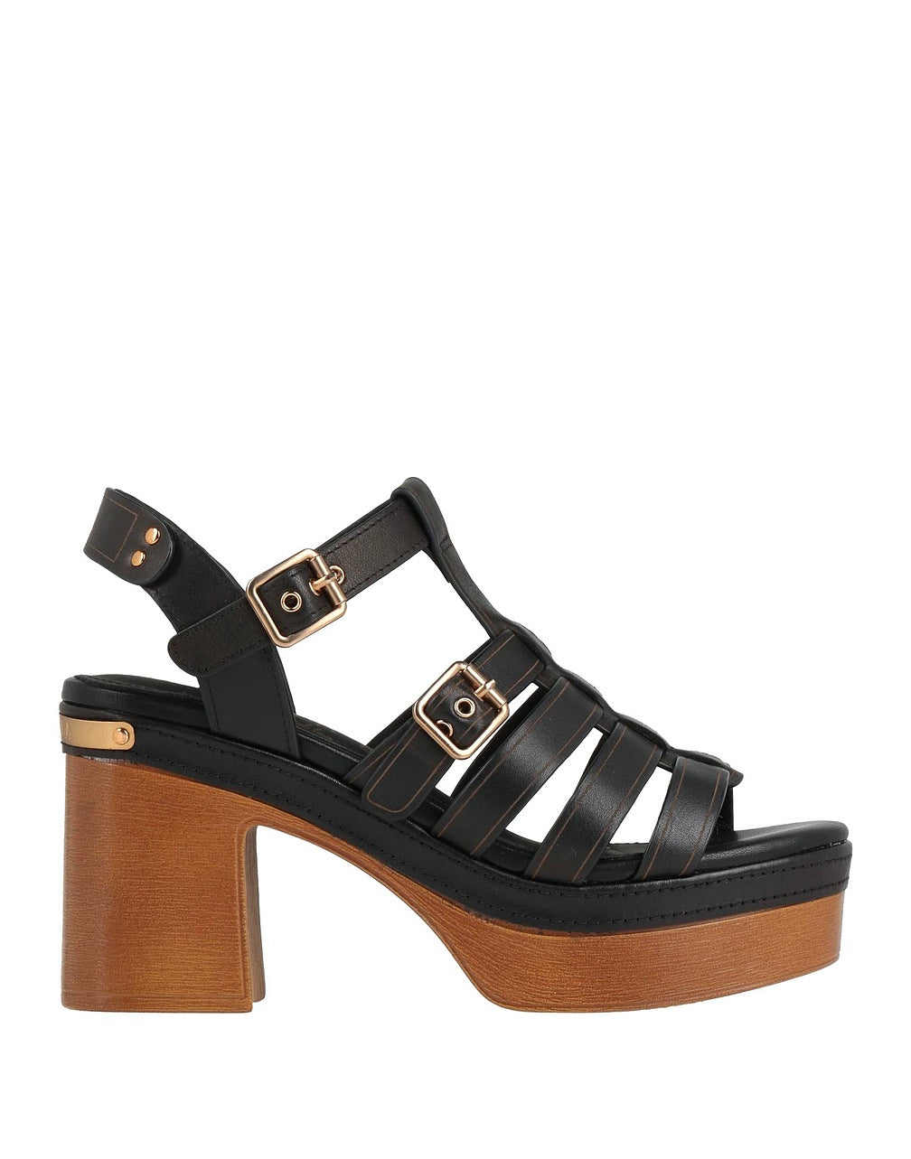 Carmela black leather platform sandals