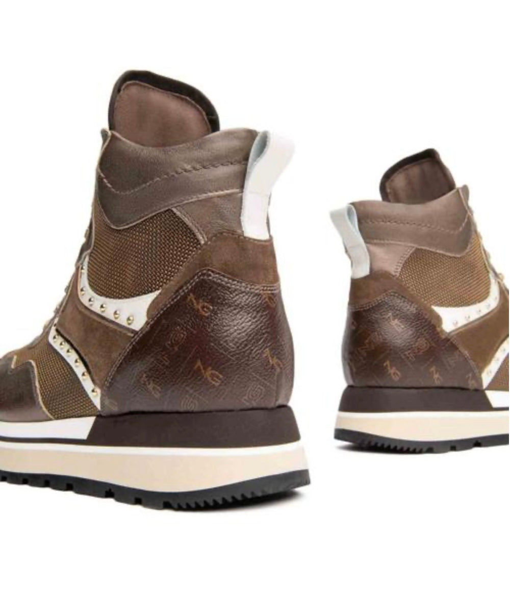 NeroGiardini brown leather platform sneaker boots