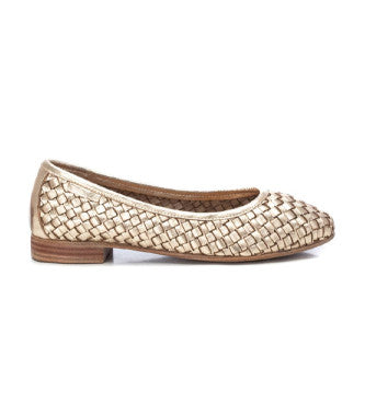 Carmela gold leather ballerina shoes