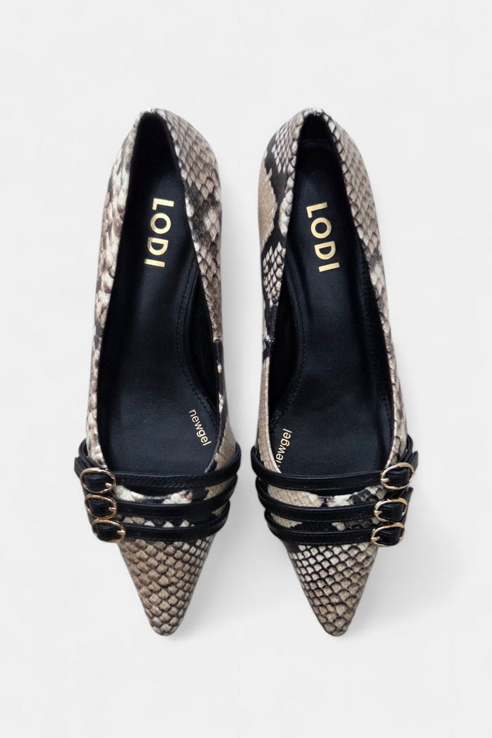 Lodi snakeskin kitten heel shoes