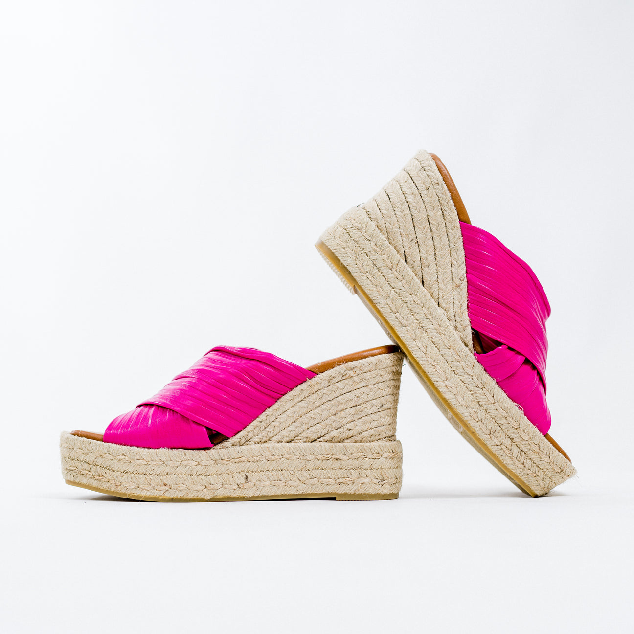 Viguera pink leather wedge mules