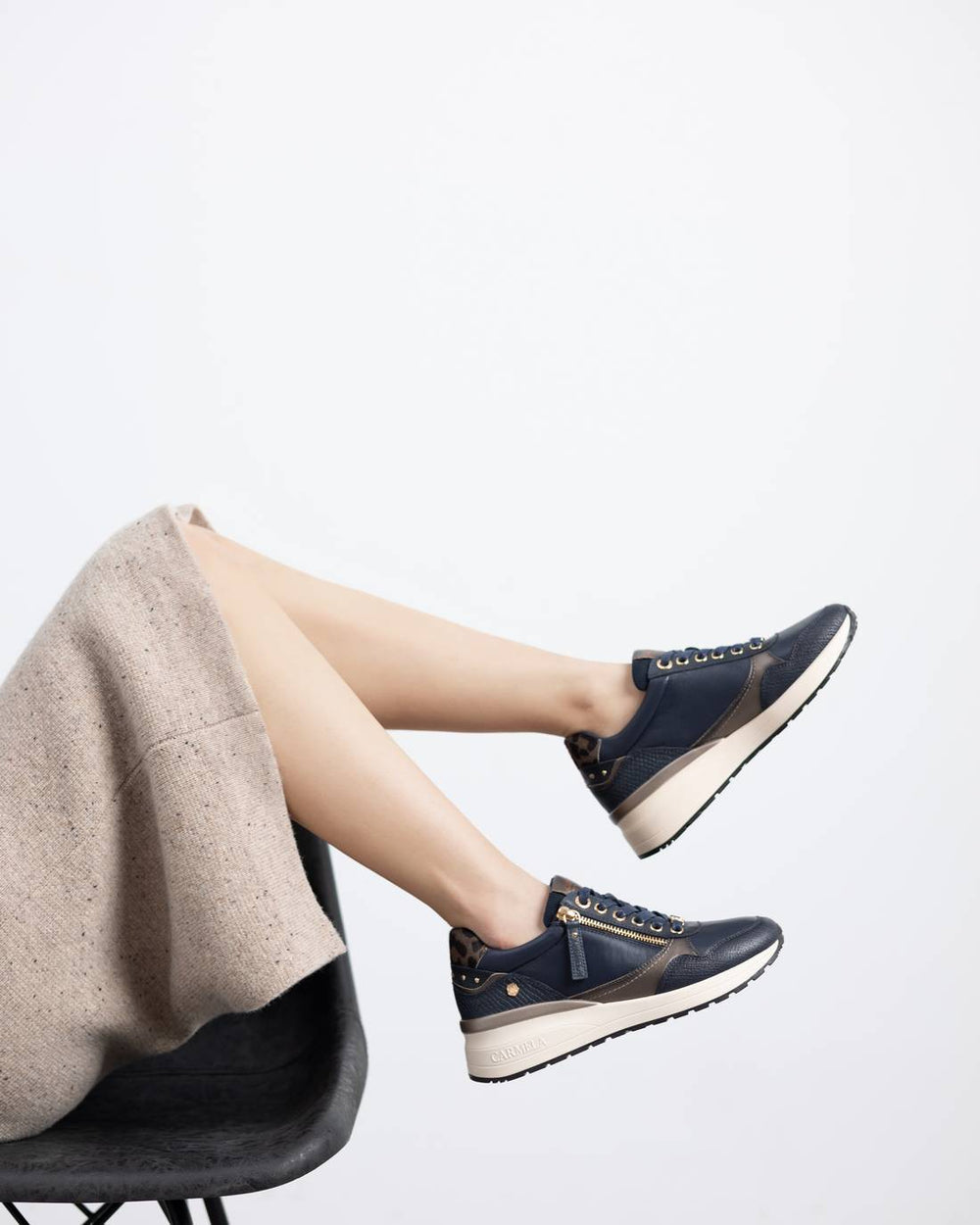 Carmela navy leather sneakers