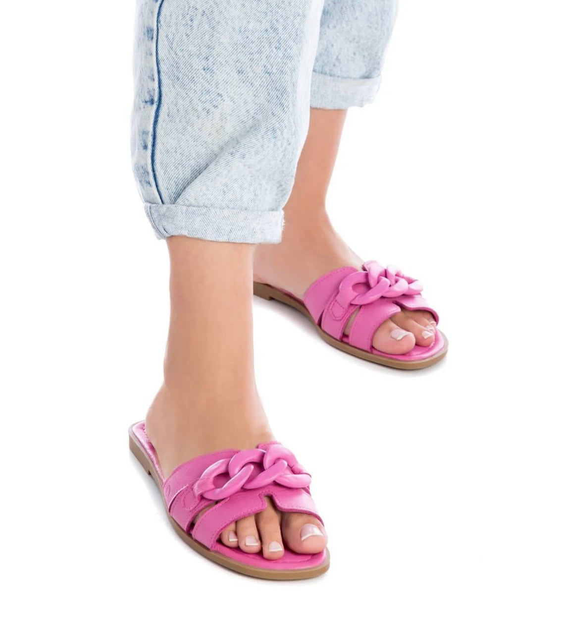 Carmela pink leather mules