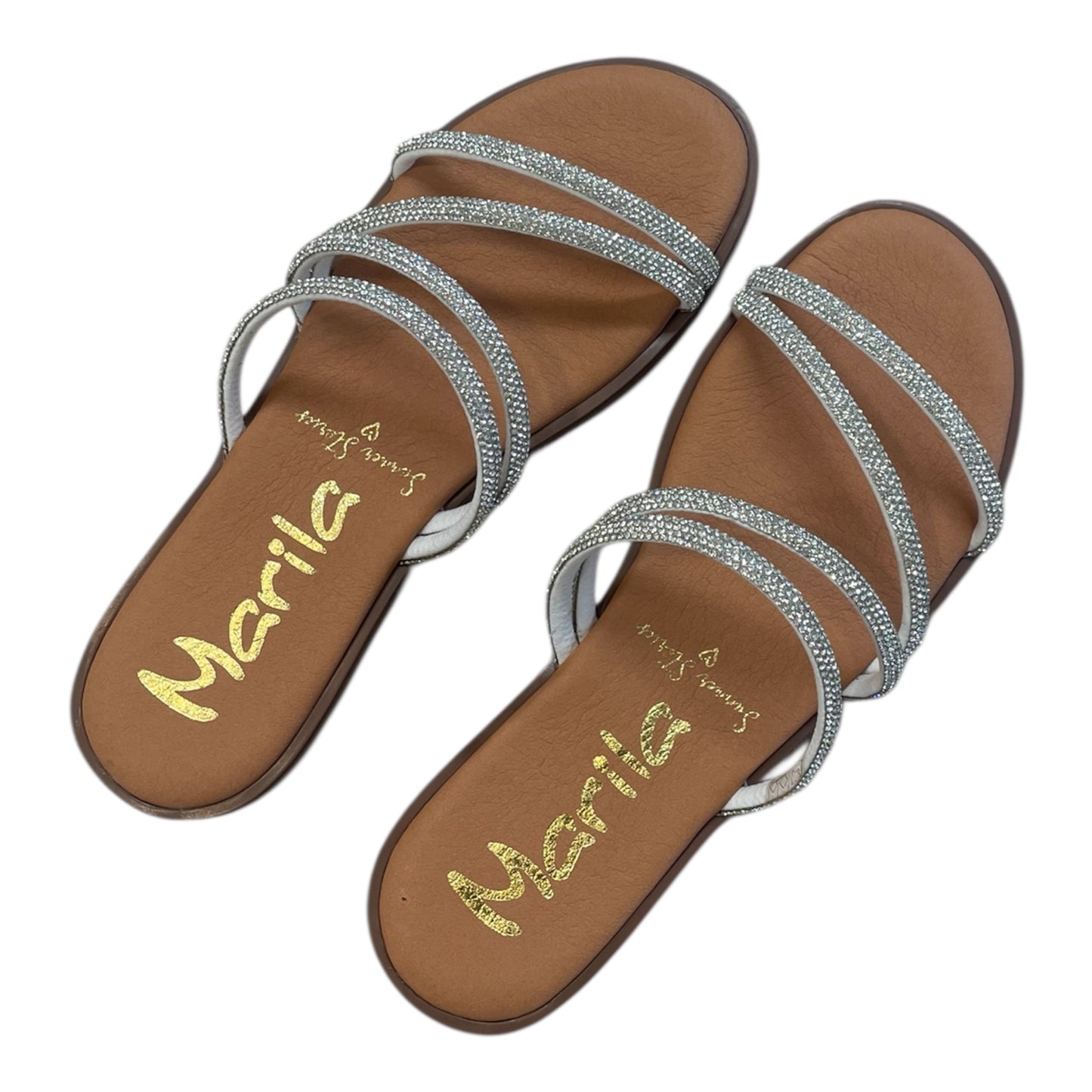 Marila silver flat slip on sandals
