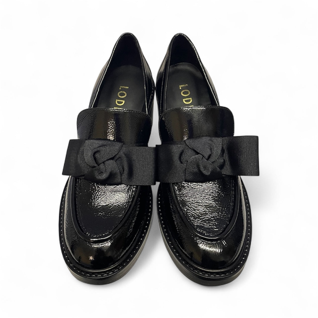 Lodi black patent leather moccasins