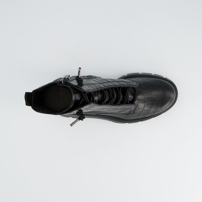 Paul Green black leather laced up boots