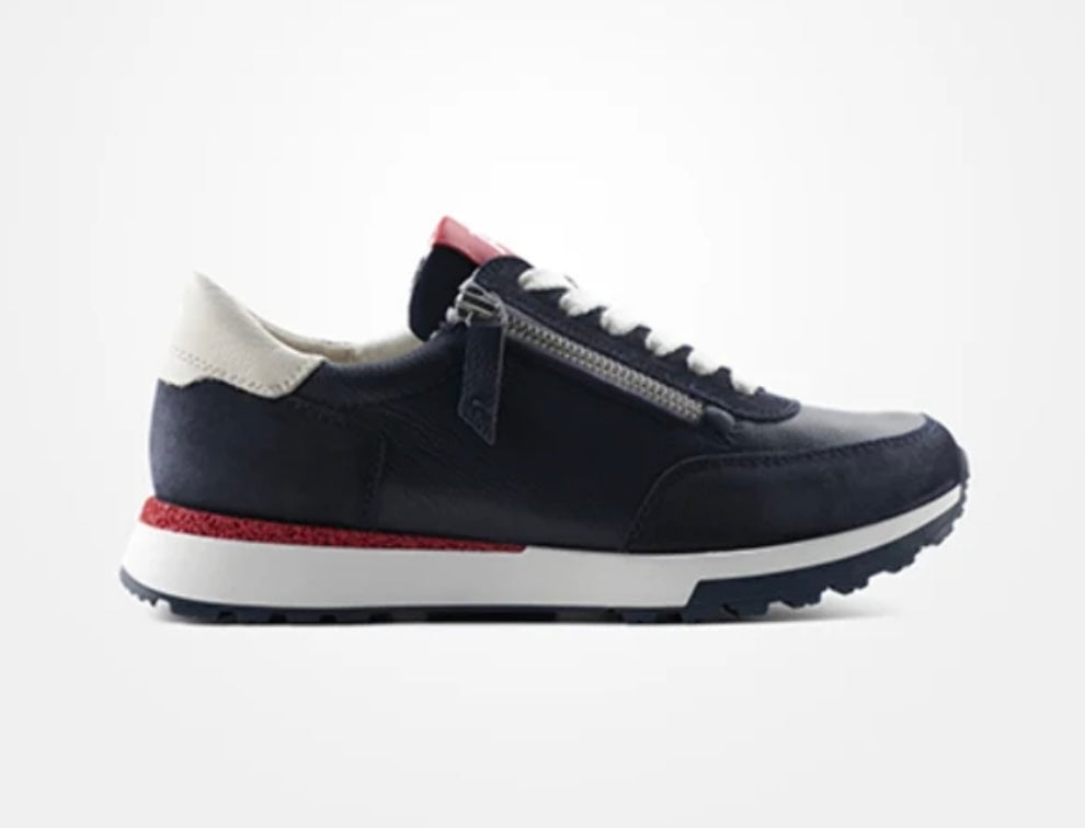 Paul Green Navy leather and suede sneakers