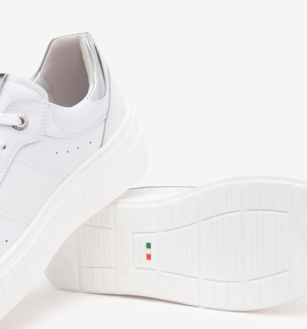 NeroGiardini white leather platform sneakers