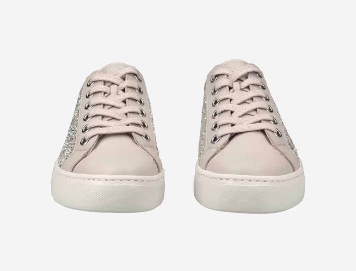 Paul green biscuit leather and gold glitter sneaker