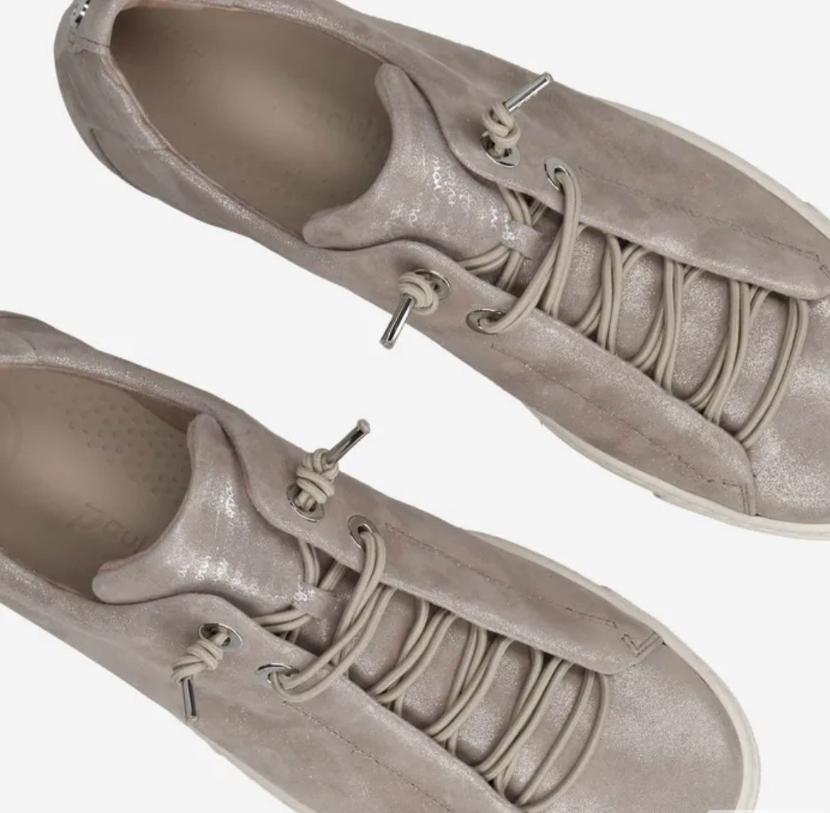 Paul Green soft velvet leather beige sneakers
