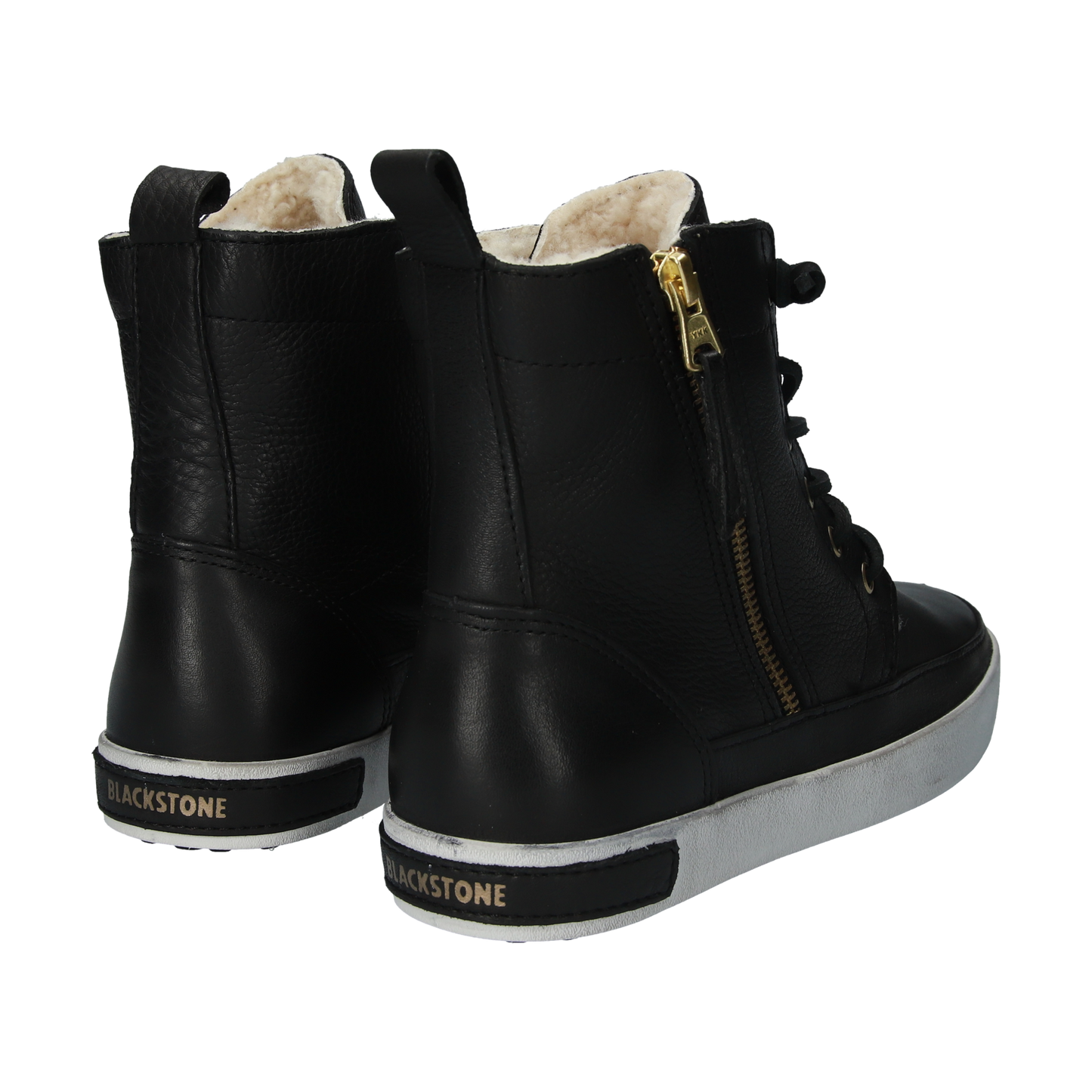 Blackstone leather hightop sneakers with side zipper