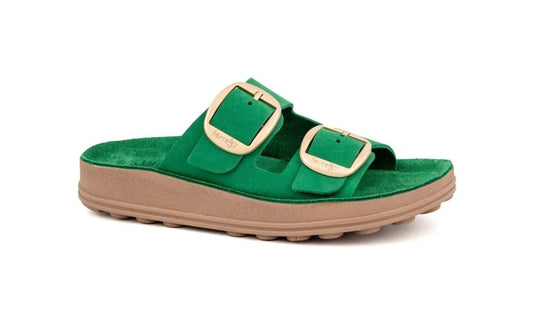 Fantasy green slip on sandals