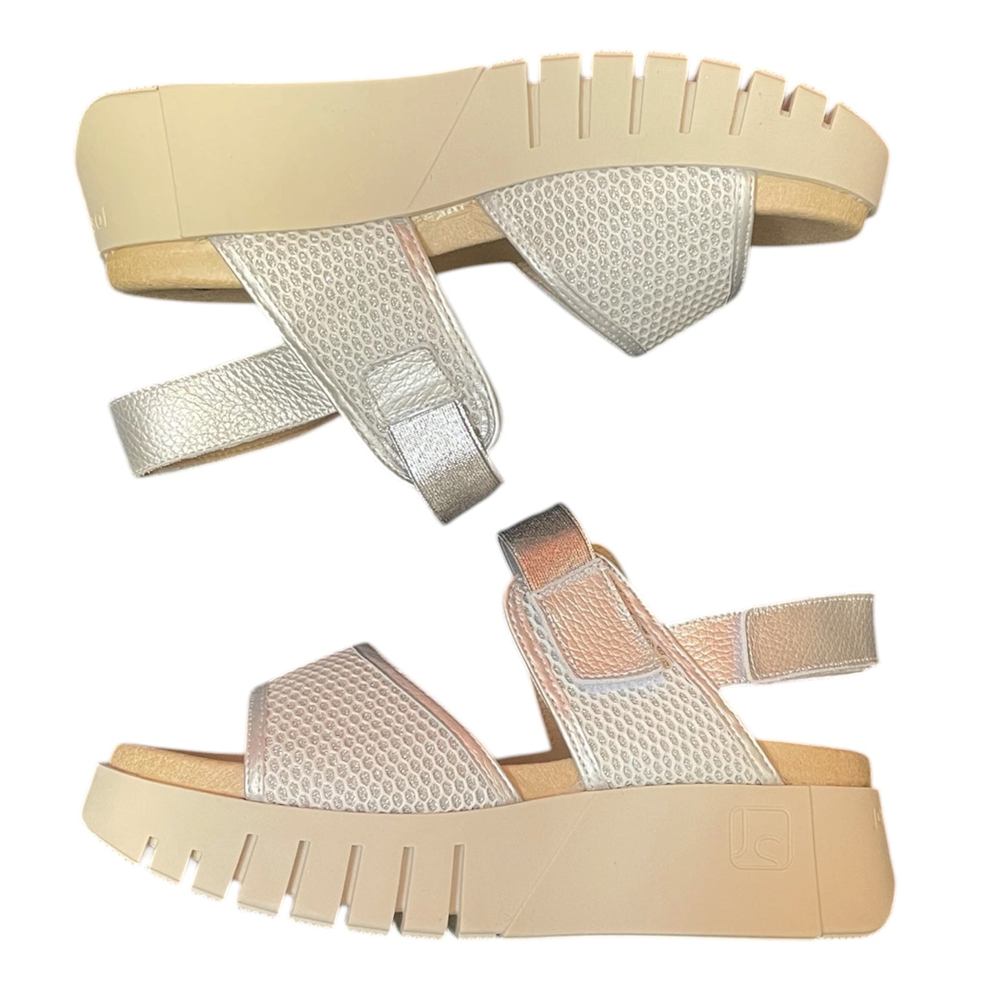 Jose Saenz silver mesh and leather platform sandals