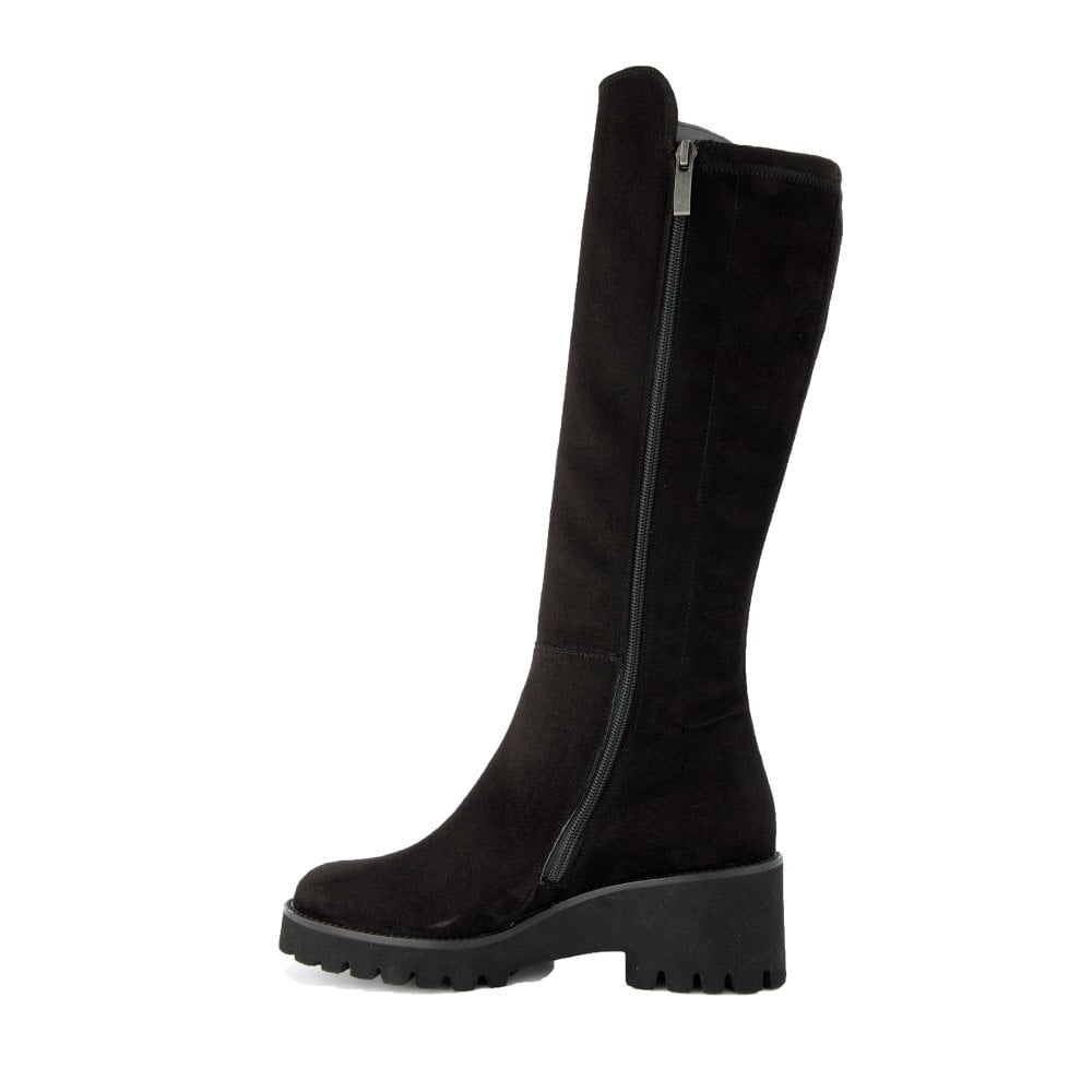 Paul Green black suede knee high boots