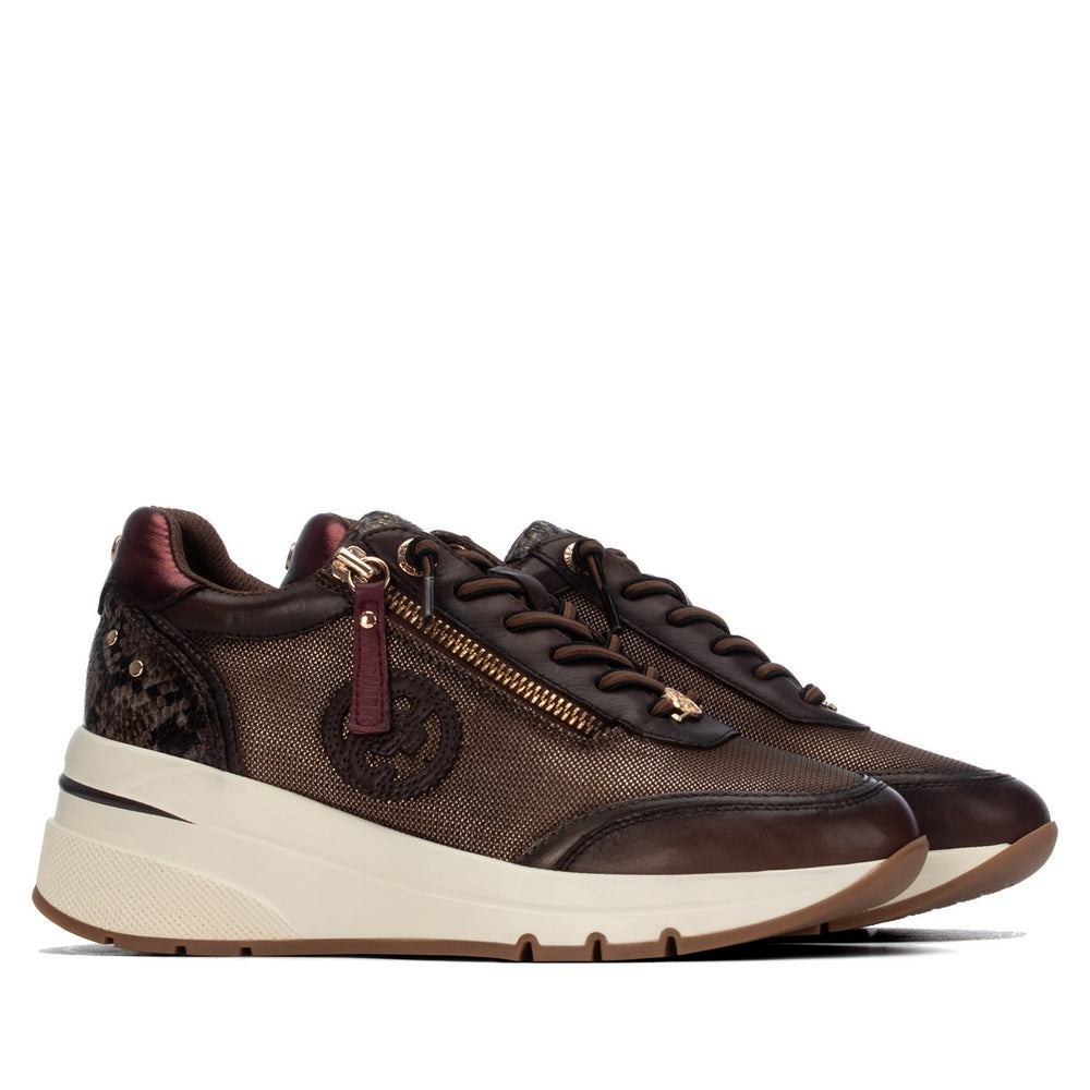 Carmela brown leather wedge sneakers