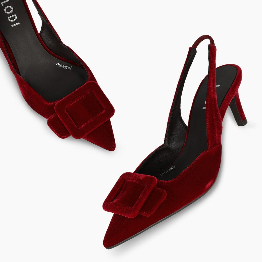Lodi red velvet slingbacks