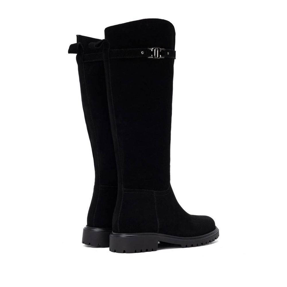 Carmela black suede knee high boots
