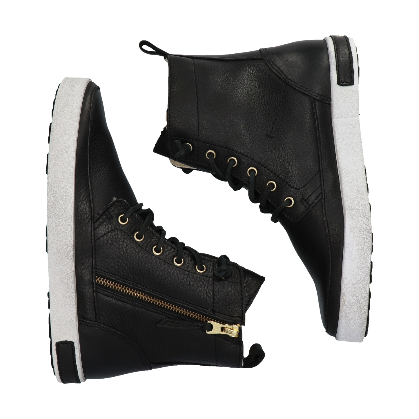 Blackstone leather hightop sneakers with side zipper