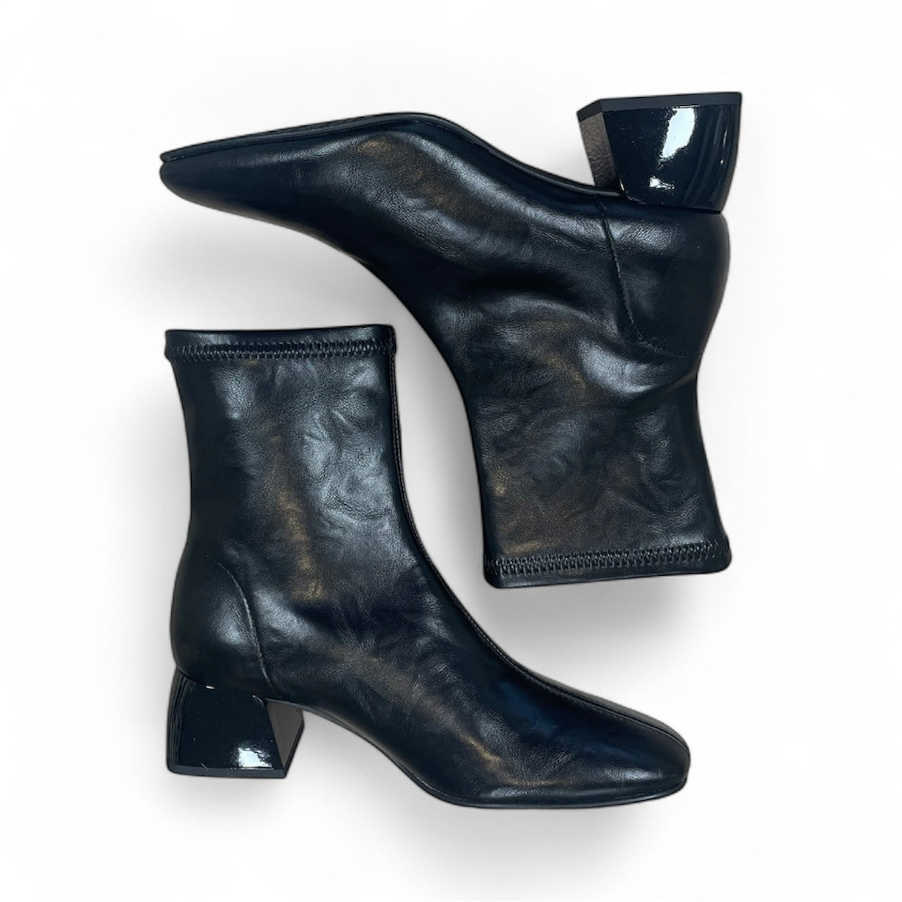 Miss Elastic black vegan leather ankle boots