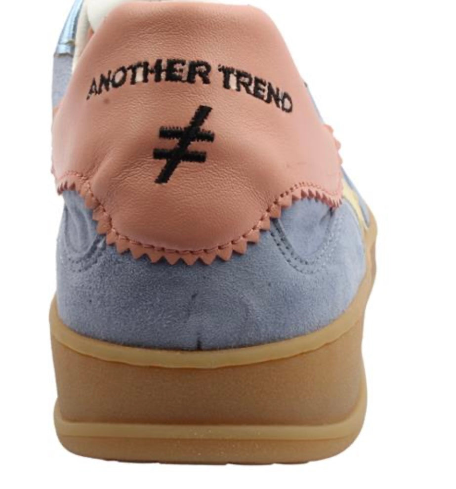 Another trend blue suede leather with peach and yellow detail