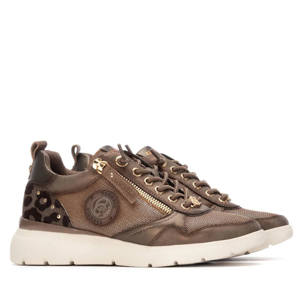 Carmela brown and leopard print leather platform sneakers