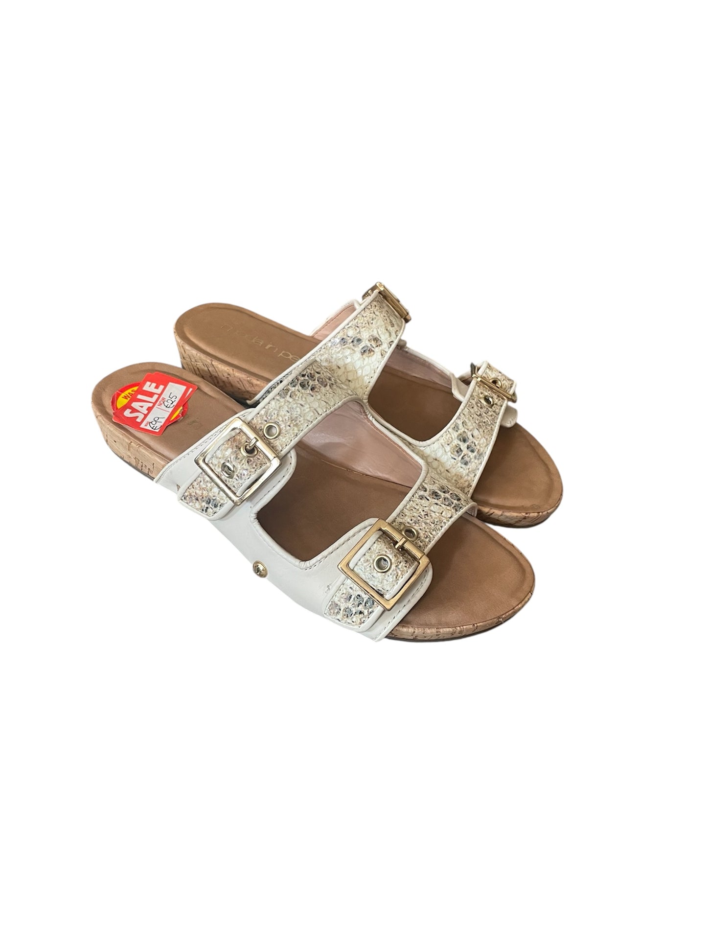 Moda in pelle white leather flat mules