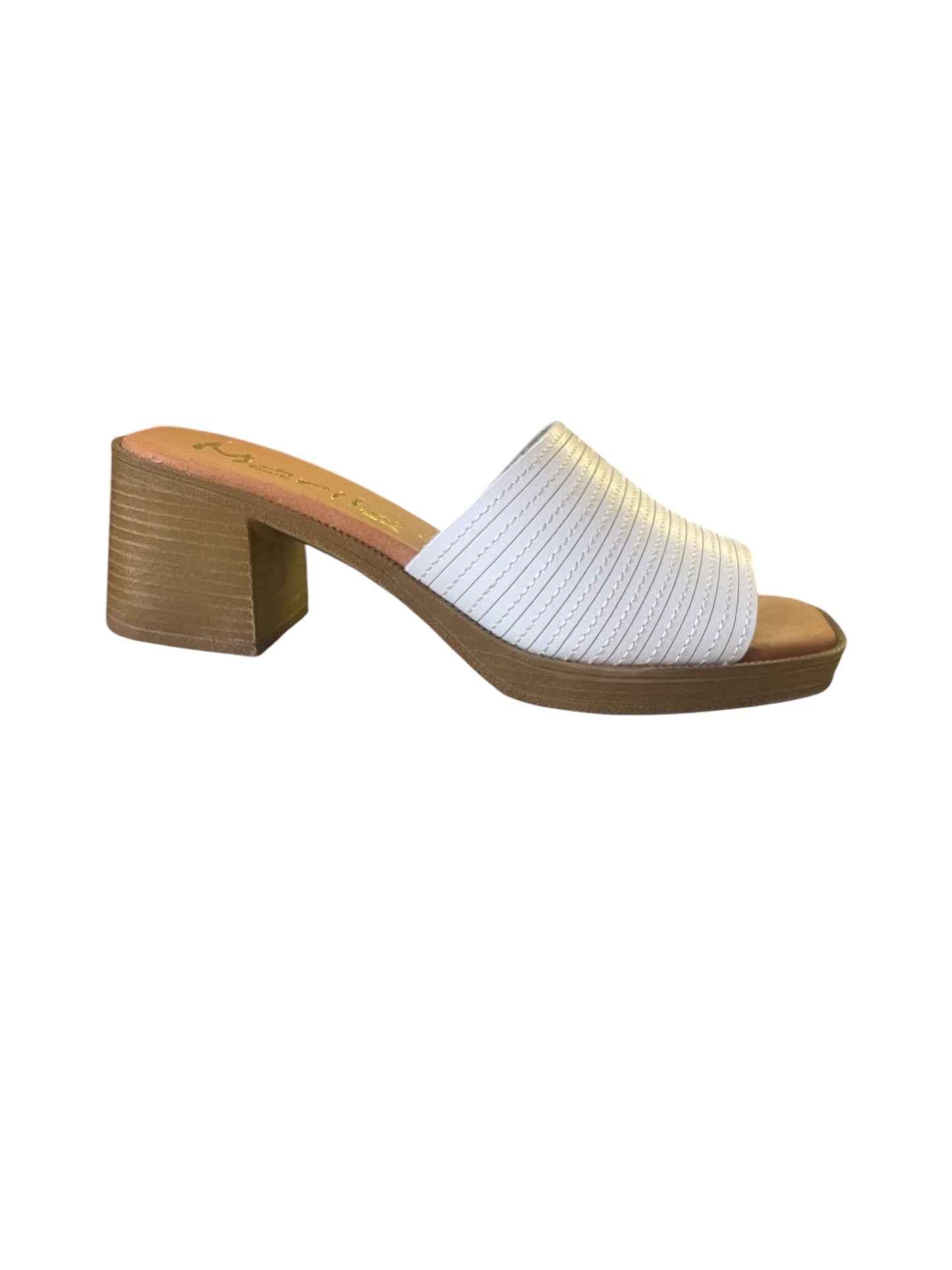 Marila white leather heeled mule sandals