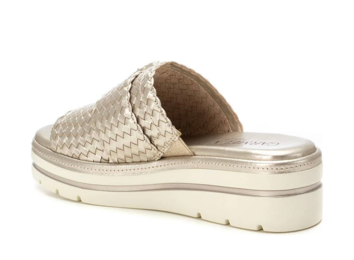 Carmela gold leather slip on sandals