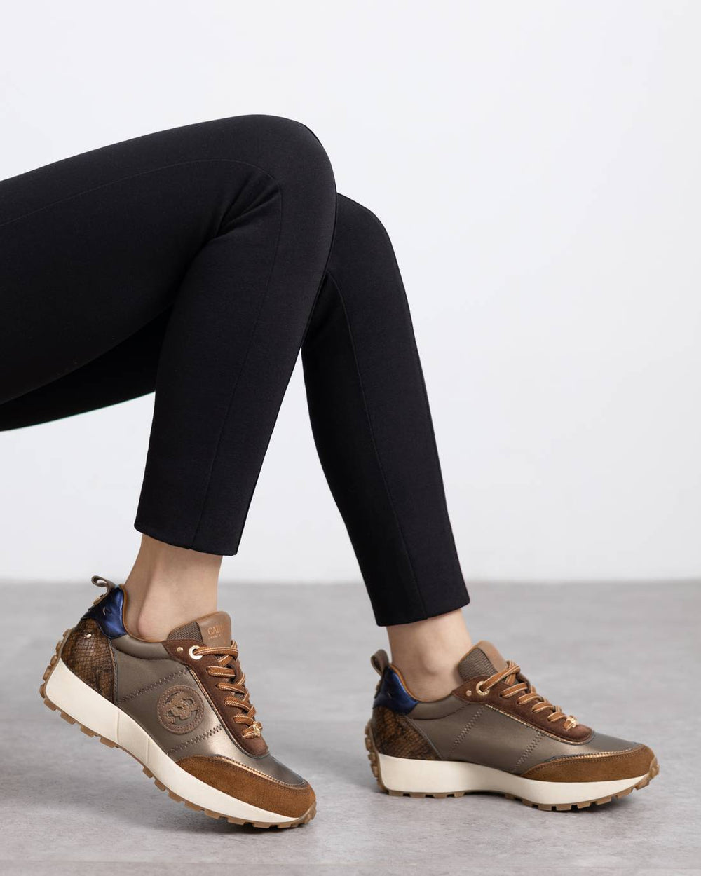Carmela tan leather and suede sneakers