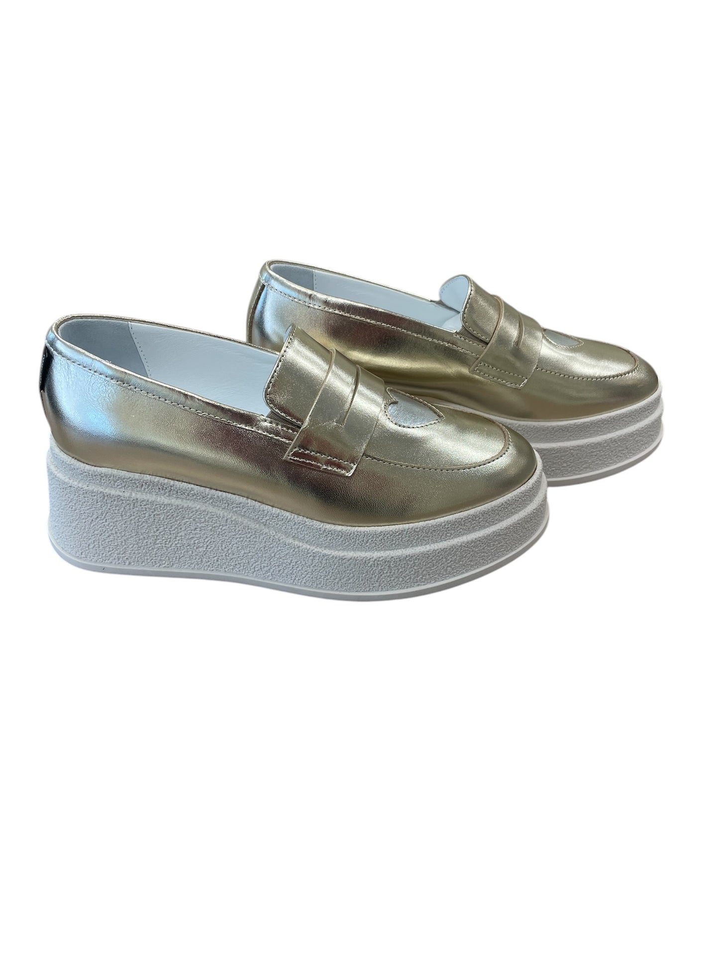 Marco moreo gold leather platform loafers
