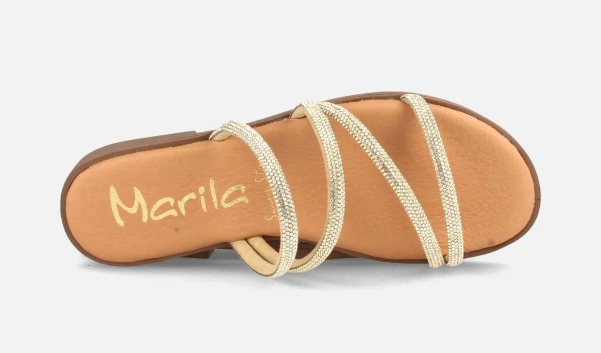 Marila gold diamanté slip on sandal