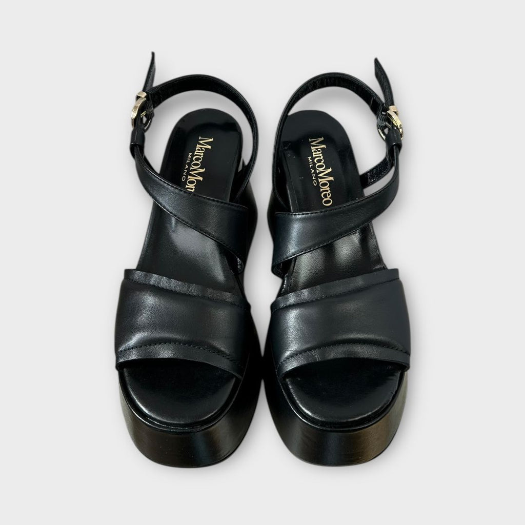 Marco Moreo black leather platform sandals
