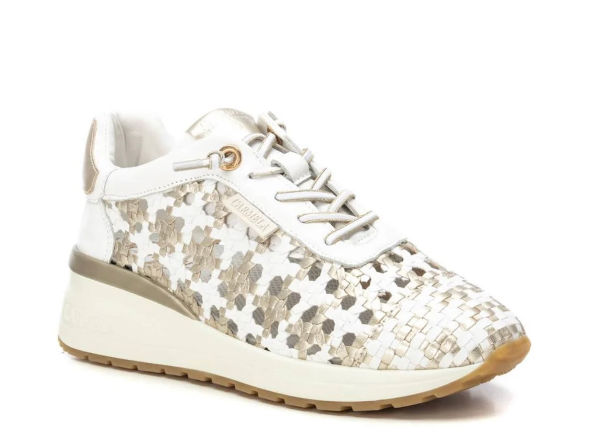 Carmela white and metallic leather sneakers