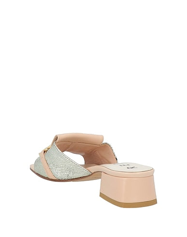 Repo silver and pink leather mules