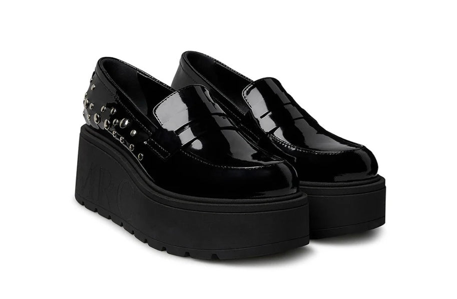 Marco Moreo black patent platform loafer