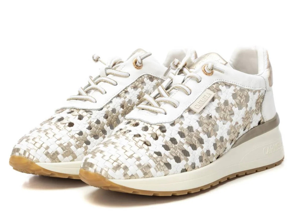 Carmela white and metallic leather sneakers