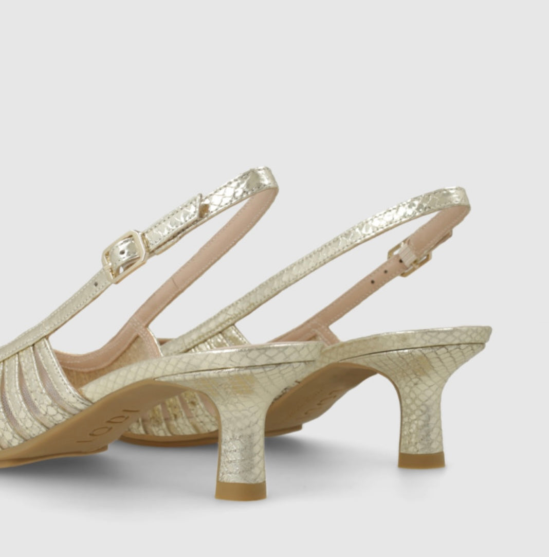 Lodi gold leather slingbacks