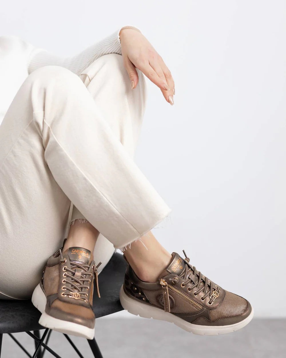Carmela brown and leopard print leather platform sneakers