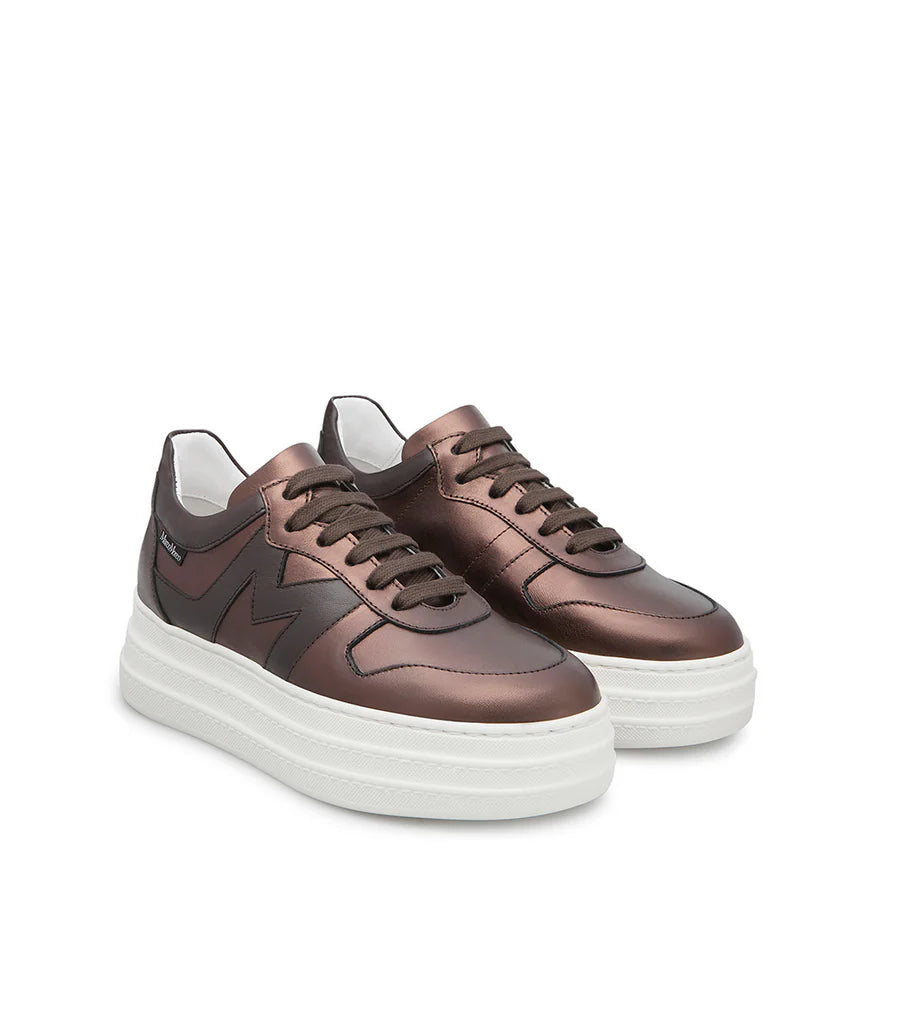 Marco Moreo brown metallic platform sneakers