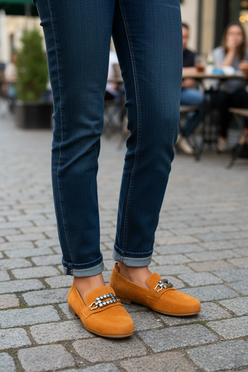Adige burnt orange suede loafer