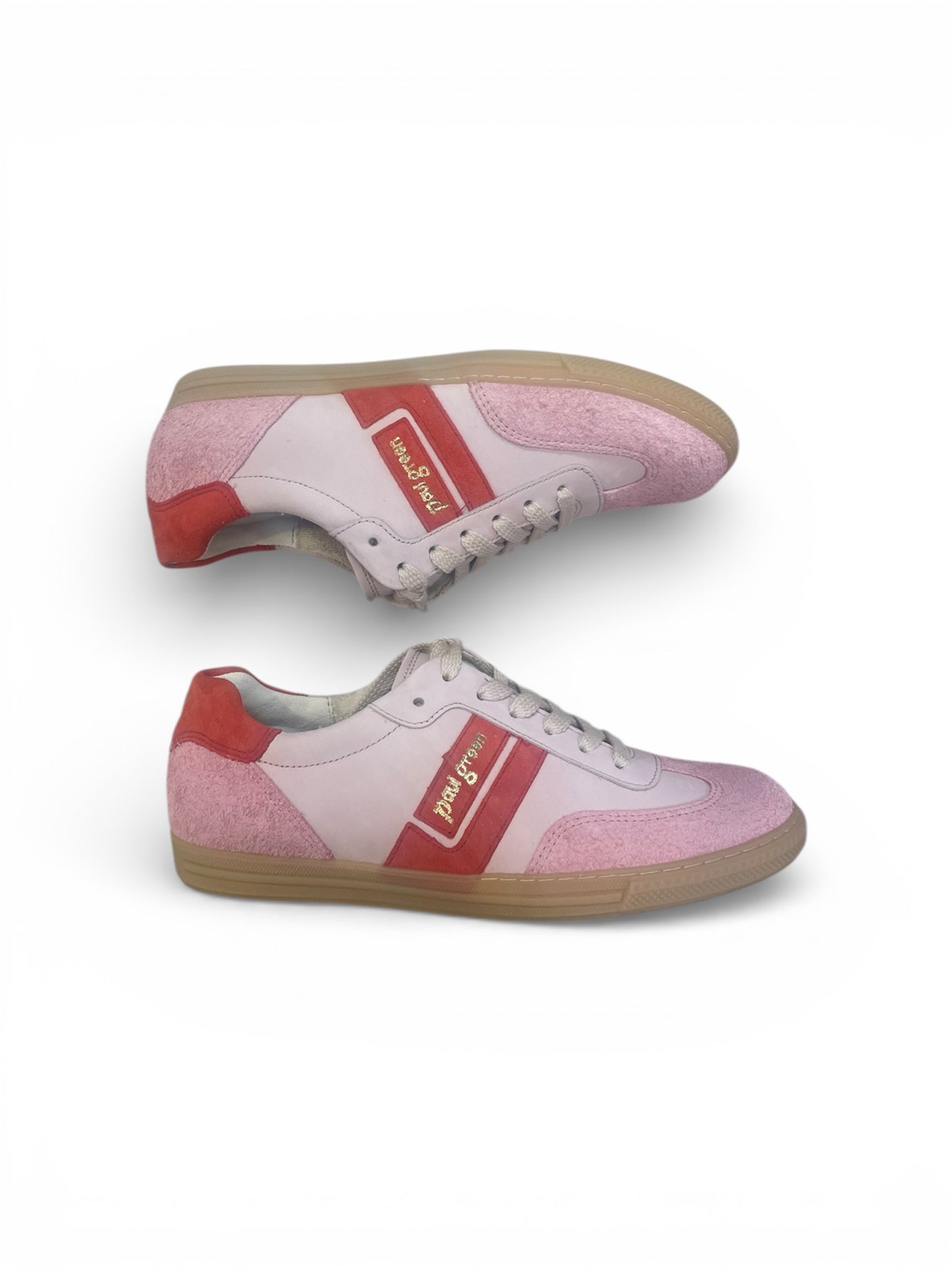 Paul Green pink and red leather and suede sneakers - Melissakshoes