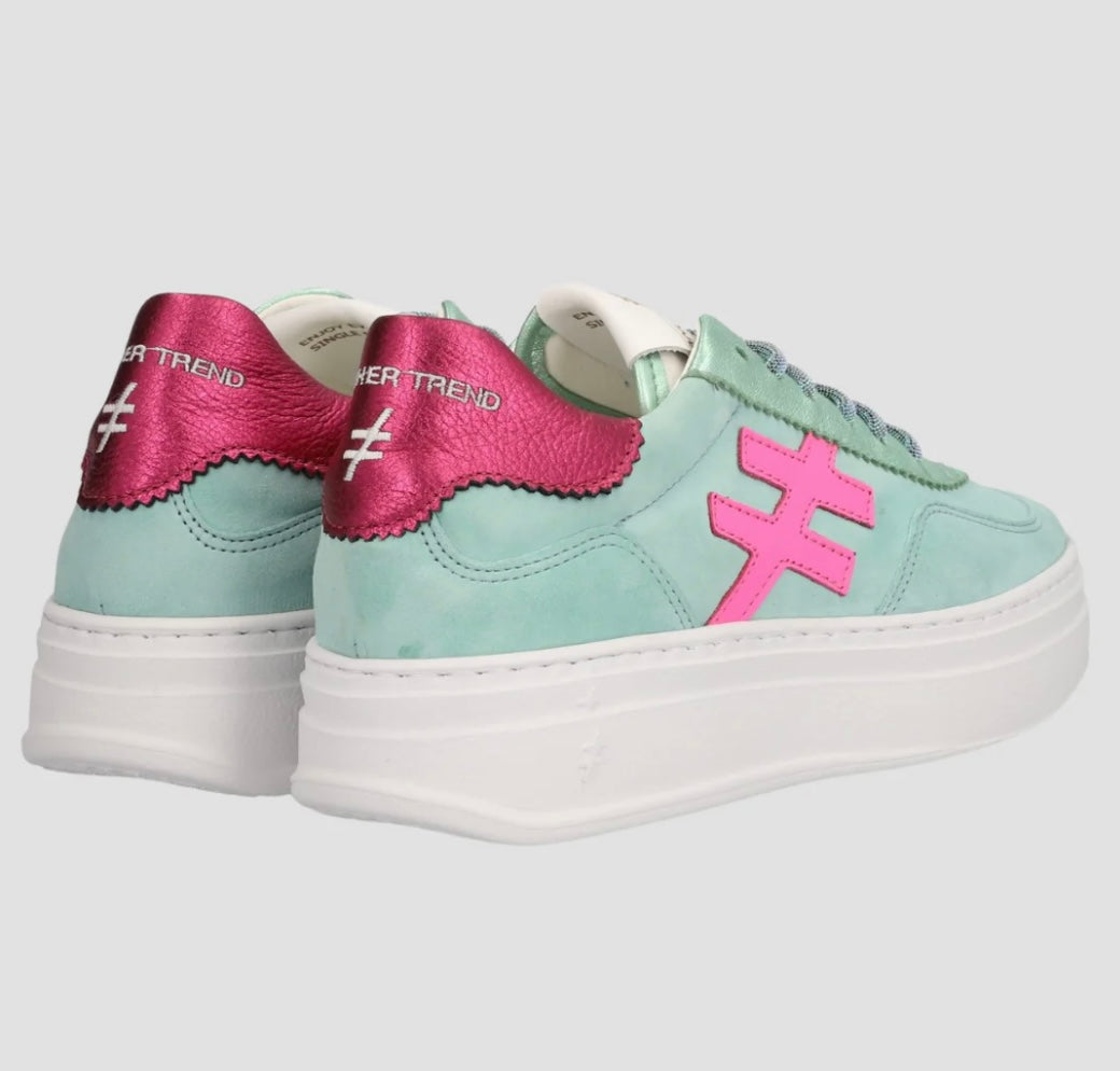 ANOTHER TREND mint green and pink platform sneakers