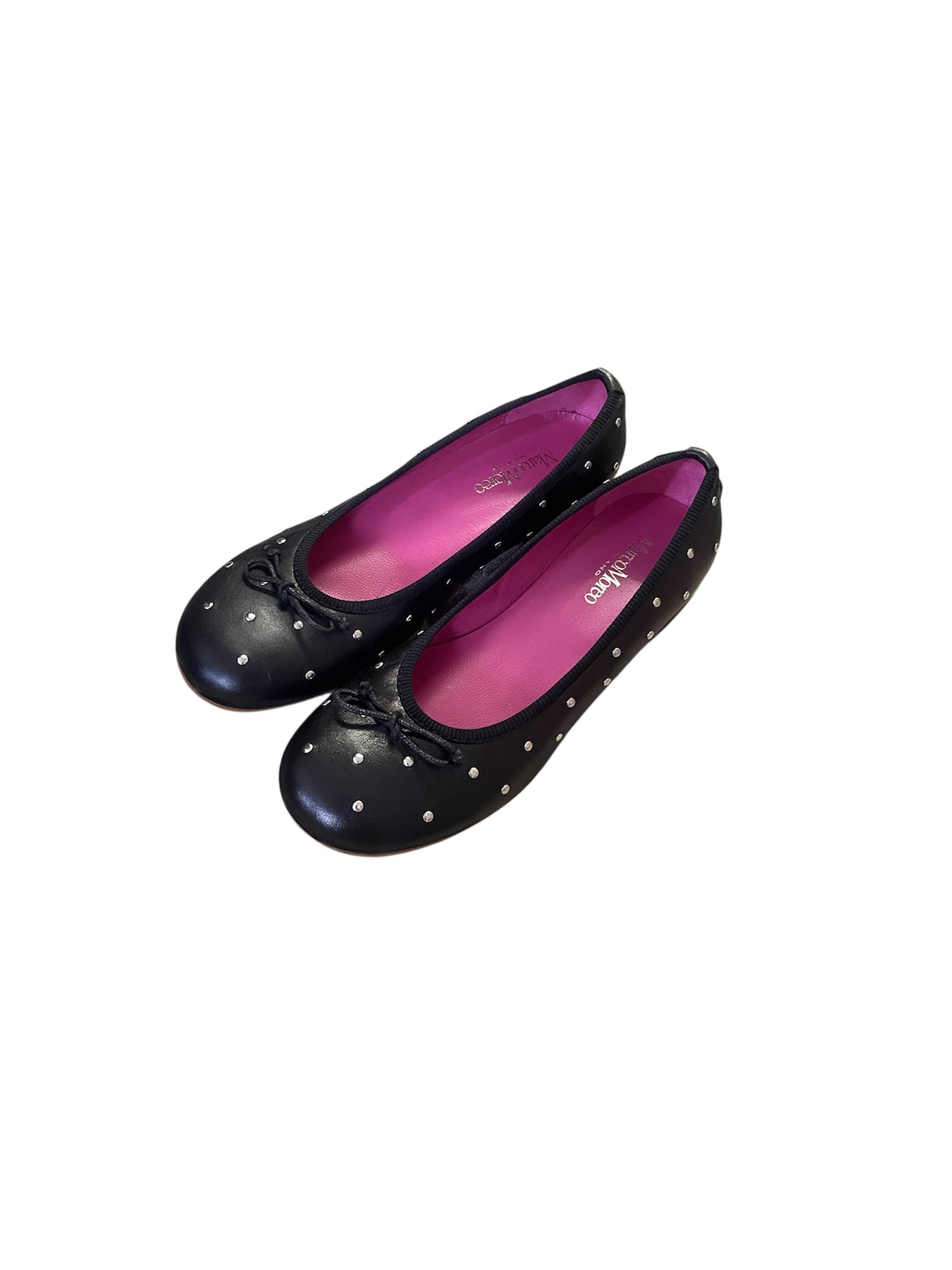 Marco moreo black leather ballerinas with stud detail