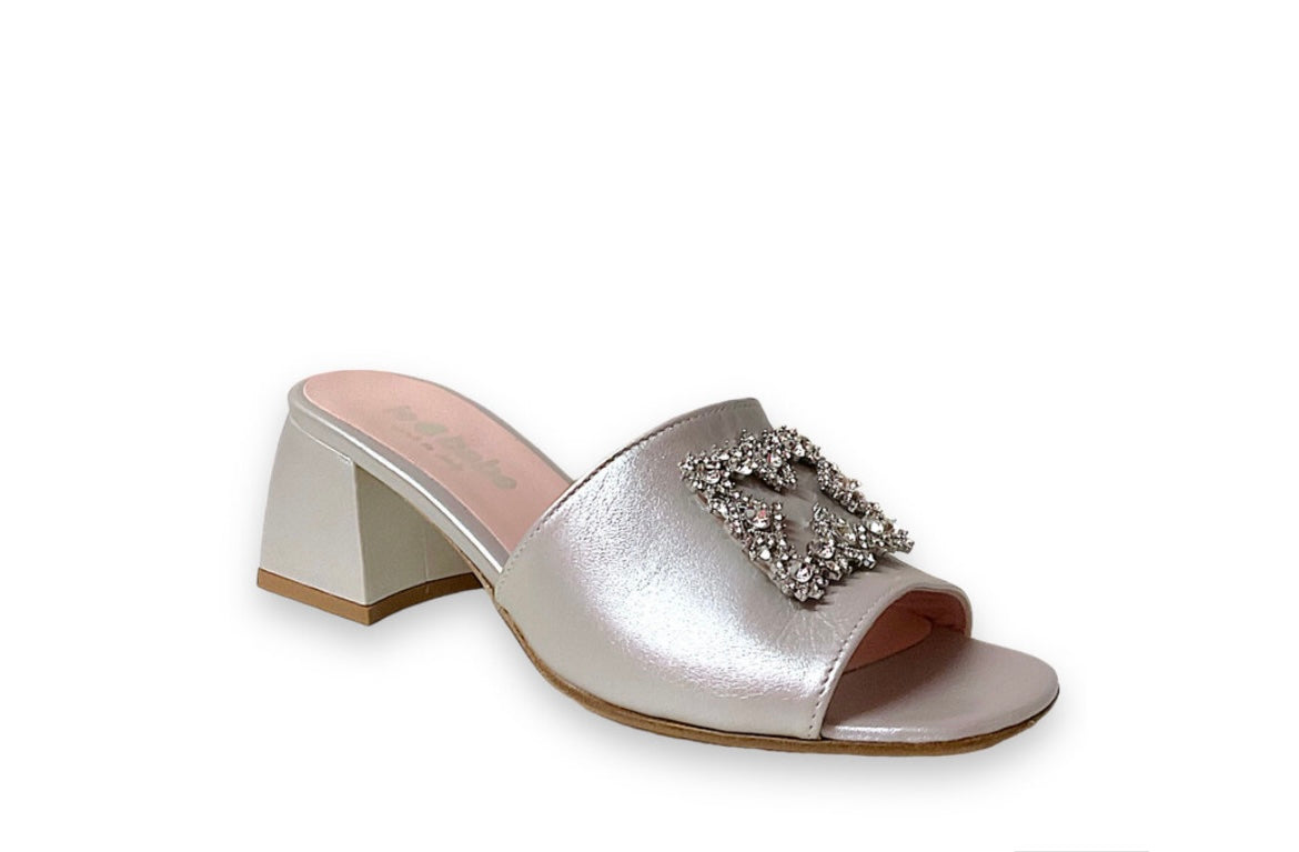 Le babe silver leather mules