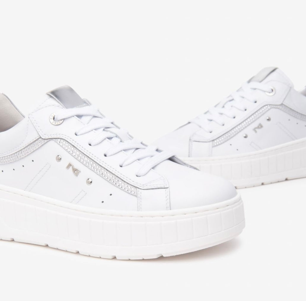 NeroGiardini white leather platform sneakers